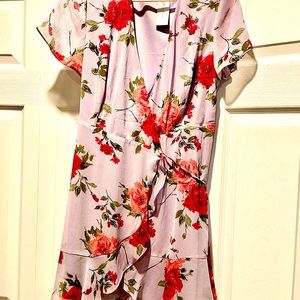 Pantone/mauve floral Wrap dress, brand new, XS from Nordstrom, “All in favor”